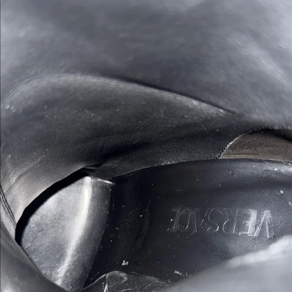 Versace Black Over the Knee Boots with Gold Medallion - Picture 8 of 9